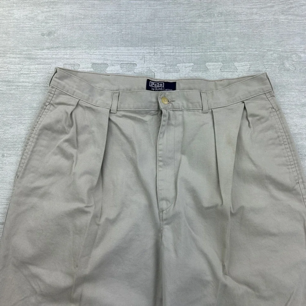 Vintage 90s Polo Ralph Lauren Pants Size 36x32 Tan Chino Casual Golf‎ Boho